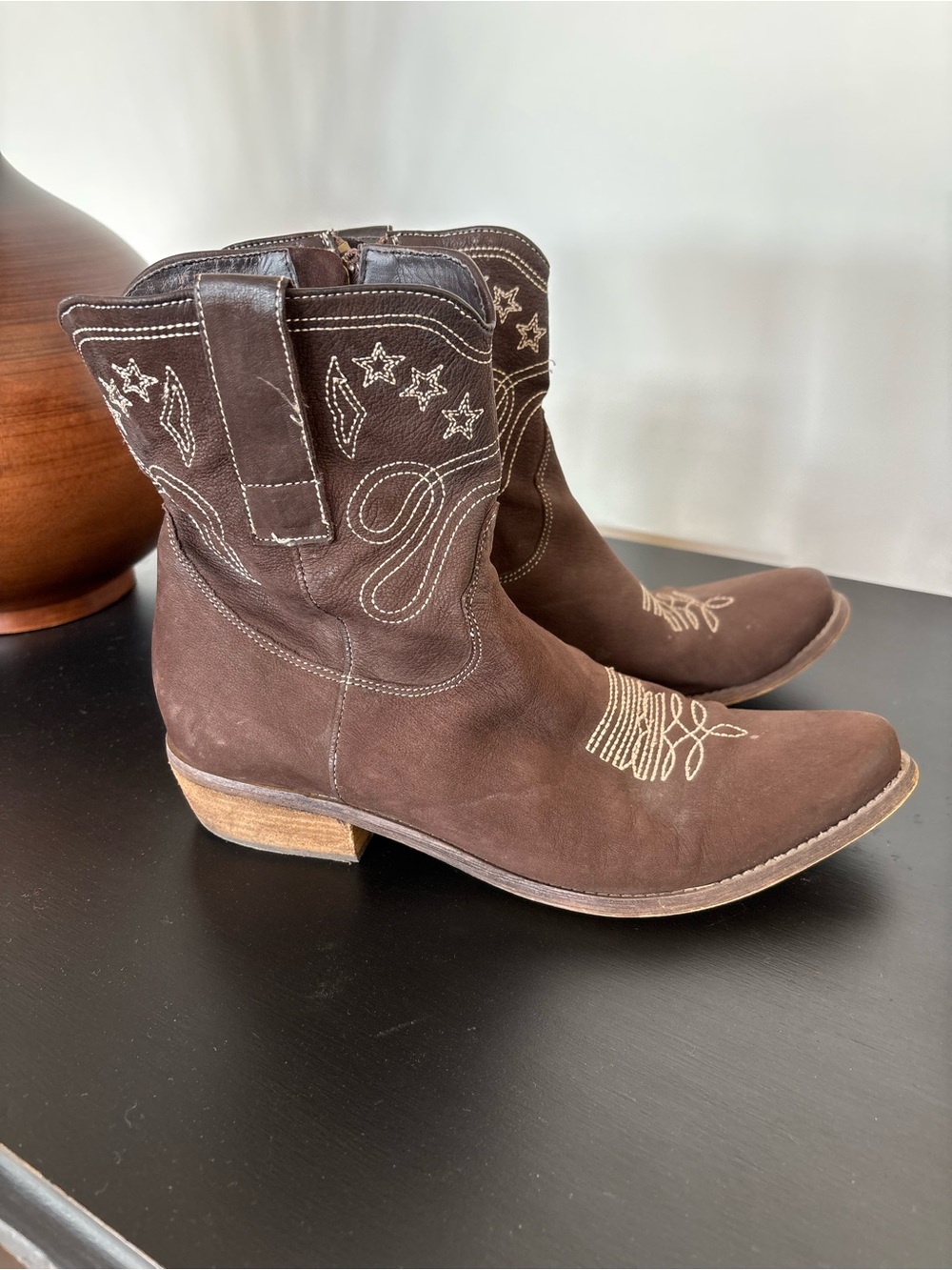 Boutique 9 BT JOLISA Boho Suede Cowgirl Ankle Boots, Western Fringe, Zip, 10 M